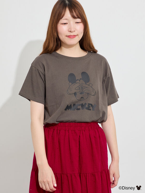 Disney】ミッキーマウス/プリントTシャツ（チャコールグレー/トップス