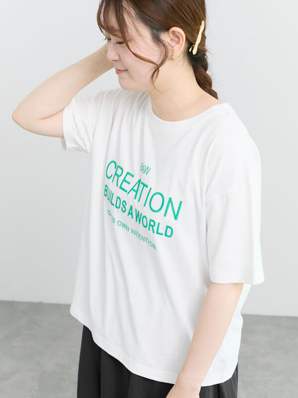 セール】 【接触冷感】刺繍ロゴTシャツ（オフホワイト/ブラック/ブルー
