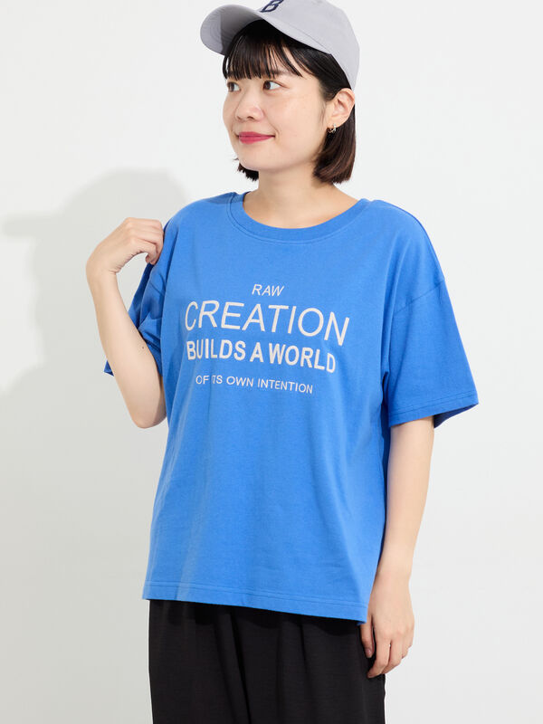 接触冷感】刺繍ロゴTシャツ（オフホワイト/ブラック/ブルー/トップス
