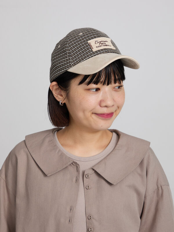 ツイードコンビキャップ（グレー/キャメル/アクセサリー/ハット・帽子