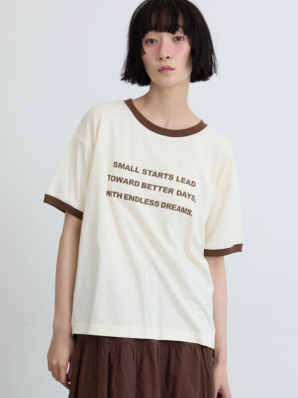 接触冷感】プリントリンガーTシャツ（グリーン/ネイビー/キナリ