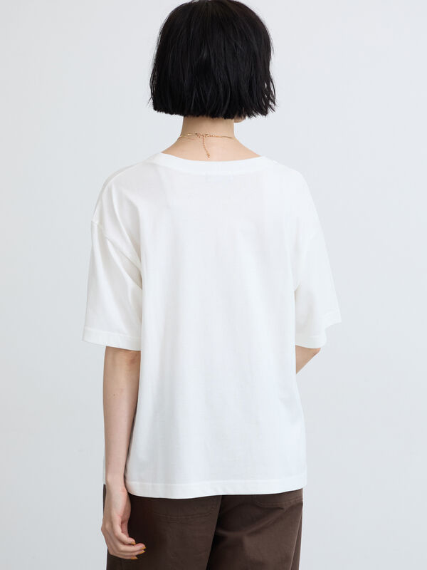 セール】 【接触冷感】転写プリントTシャツ（オフホワイト/グレー