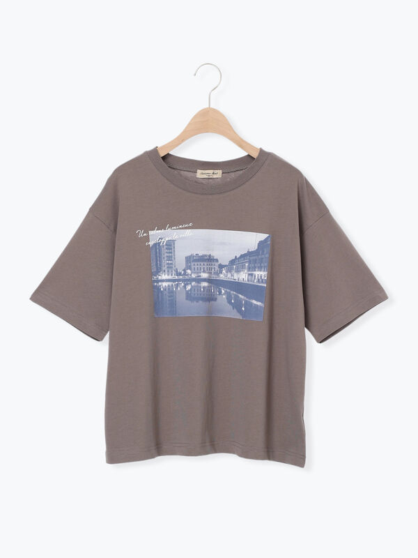 mato⭐︎CELINE 馬車プリント Tシャツ S グレージュ セール】 【接触冷感】転写プリントTシャツ（オフホワイト/グレー