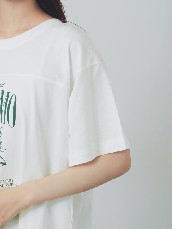 セール】 【接触冷感】切り替えプリントTシャツ(オフホワイト/グレー セール】 【接触冷感】切り替えプリントTシャツ(オフホワイト/グレー