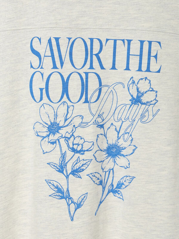 接触冷感】切り替えプリントTシャツ（オフホワイト/グレー