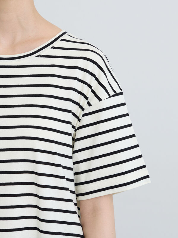 セール】 【接触冷感】裾レースボーダーTシャツ（ブラック/ブラウン