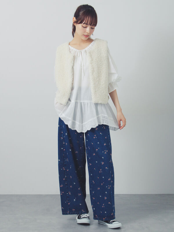 デニムワイドバレルパンツ〈WEB限定SS・XLサイズ〉（ピンク/キャメル/ブルー/ネイビー）｜Samansa Mos2（サマンサ モスモス）通販