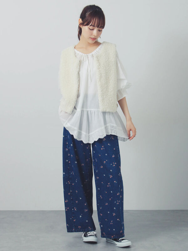 デニムワイドバレルパンツ〈WEB限定SS・XLサイズ〉（ピンク/キャメル/ブルー/ネイビー）｜Samansa Mos2（サマンサ モスモス）通販