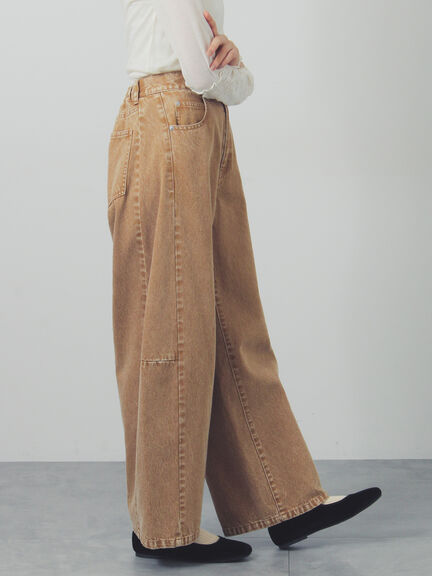 デニムワイドバレルパンツ〈WEB限定SS・XLサイズ〉（ピンク/キャメル/ブルー/ネイビー）｜Samansa Mos2（サマンサ モスモス）通販