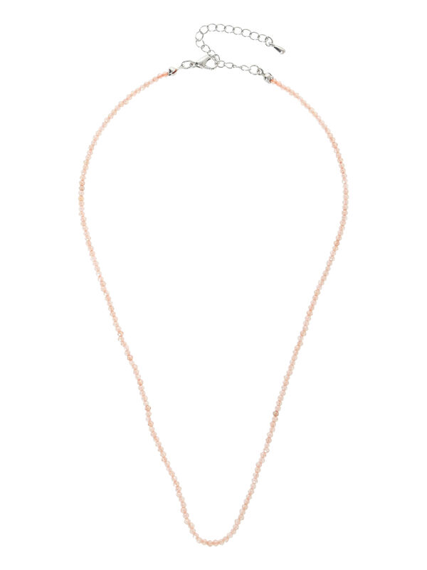 【ハンドメイド】天然素材×カラービーズ ネックレス 72cm 31g カラービーズネックレス（ホワイト/ピンク/アクセサリー/ネックレス