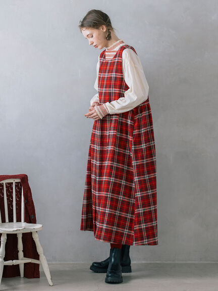 【Cross×Linen】ふんわり前後着ジャンスカ（チャコールグレー/レッド/ベージュ/キナリ）｜Samansa Mos2（サマンサ モスモス）通販