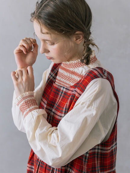 【Cross×Linen】ふんわり前後着ジャンスカ（チャコールグレー/レッド/ベージュ/キナリ）｜Samansa Mos2（サマンサ モスモス）通販
