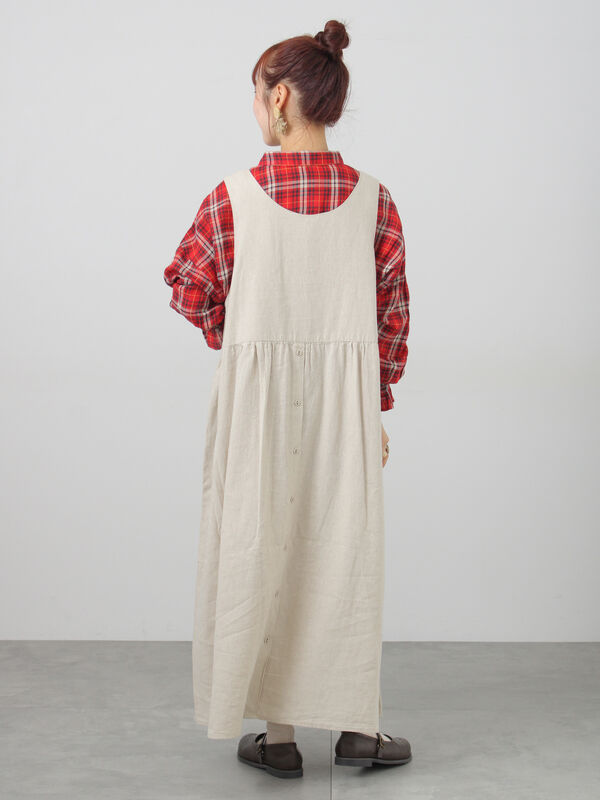 ドイツ製 バイオリン 美しいワンピースバック ４／４サイズ 駒調整済み Cross×Linen】ふんわり前後着ジャンスカ（チャコールグレー/レッド