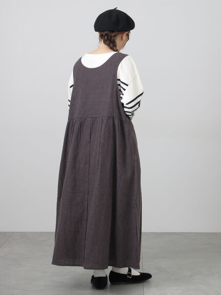 【Cross×Linen】ふんわり前後着ジャンスカ（チャコールグレー/レッド/ベージュ/キナリ）｜Samansa Mos2（サマンサ モスモス）通販