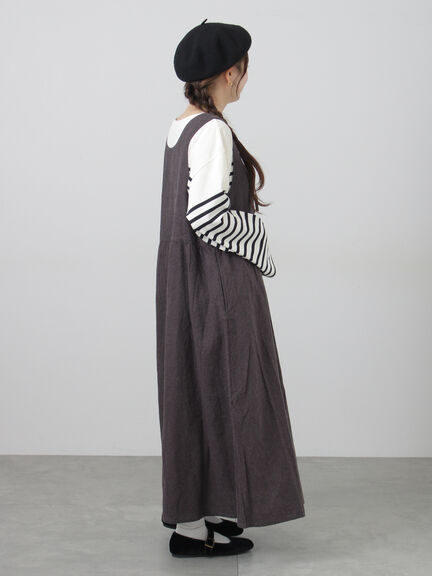 【Cross×Linen】ふんわり前後着ジャンスカ（チャコールグレー/レッド/ベージュ/キナリ）｜Samansa Mos2（サマンサ モスモス）通販