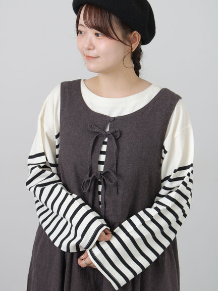 【Cross×Linen】ふんわり前後着ジャンスカ（チャコールグレー/レッド/ベージュ/キナリ）｜Samansa Mos2（サマンサ モスモス）通販