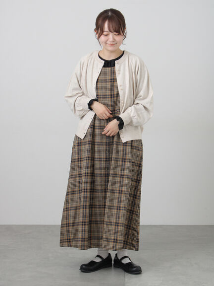 【Cross×Linen】ふんわり前後着ジャンスカ（チャコールグレー/レッド/ベージュ/キナリ）｜Samansa Mos2（サマンサ モスモス）通販