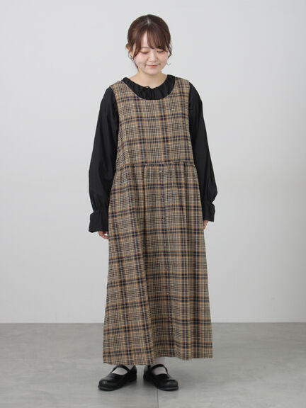 【Cross×Linen】ふんわり前後着ジャンスカ（チャコールグレー/レッド/ベージュ/キナリ）｜Samansa Mos2（サマンサ モスモス）通販