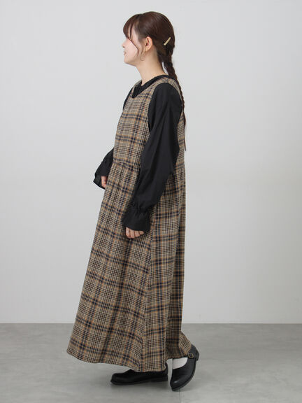 【Cross×Linen】ふんわり前後着ジャンスカ（チャコールグレー/レッド/ベージュ/キナリ）｜Samansa Mos2（サマンサ モスモス）通販