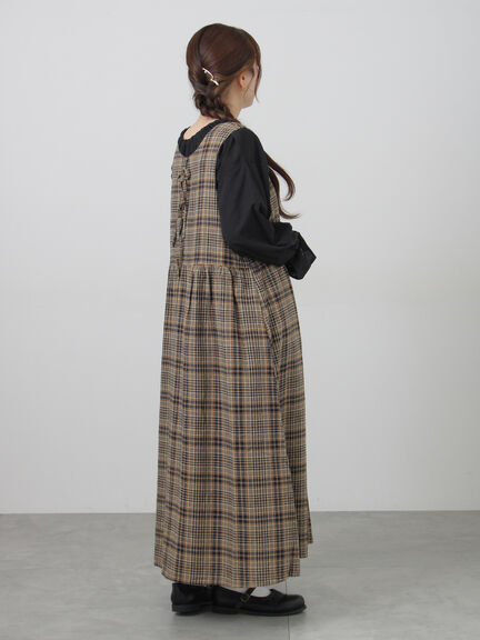 【Cross×Linen】ふんわり前後着ジャンスカ（チャコールグレー/レッド/ベージュ/キナリ）｜Samansa Mos2（サマンサ モスモス）通販
