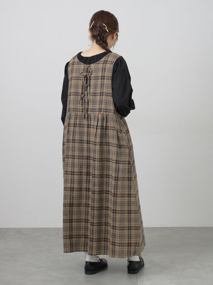 【Cross×Linen】ふんわり前後着ジャンスカ（チャコールグレー/レッド/ベージュ/キナリ）｜Samansa Mos2（サマンサ モスモス）通販