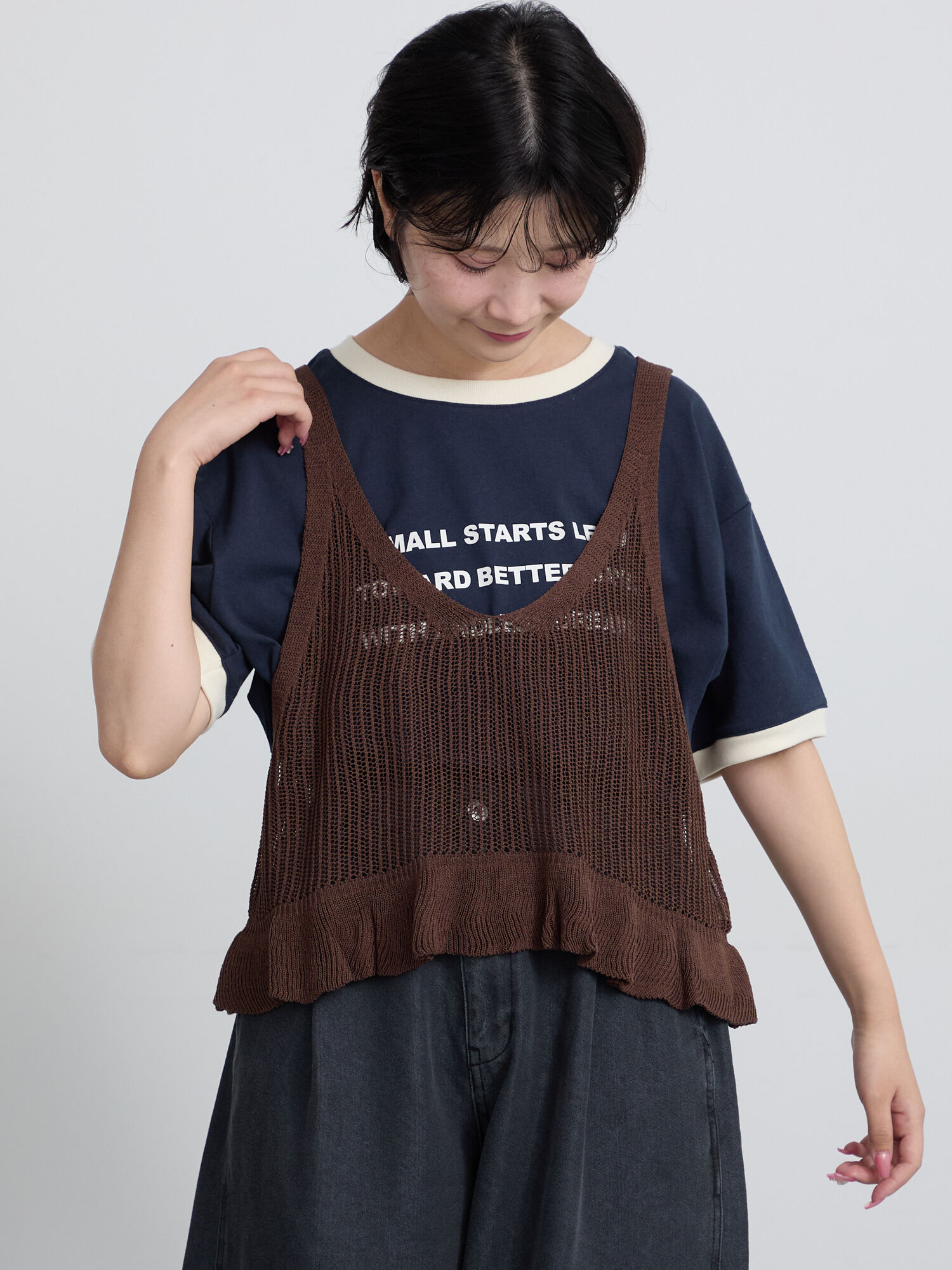 セール】 ◇【マシンウォッシャブル】ペプラムニットビスチェ