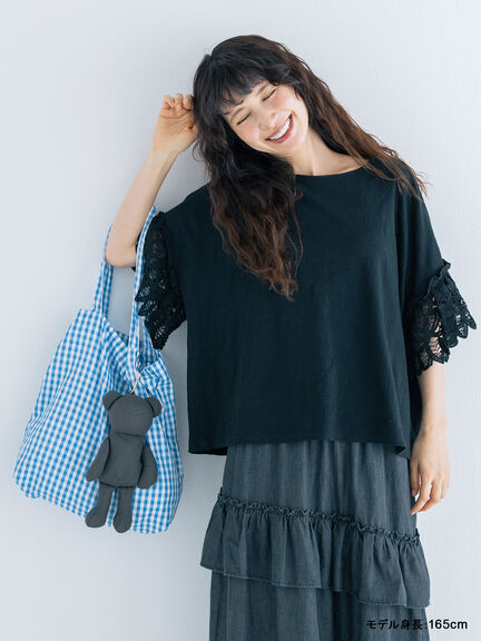 【kazumi×Samansa Mos2】バテンレースカットソー《WEB限定カラーあり》（オフホワイト/ブラック/ピンク/サックスブルー）｜Samansa Mos2（サマンサ モスモス）通販