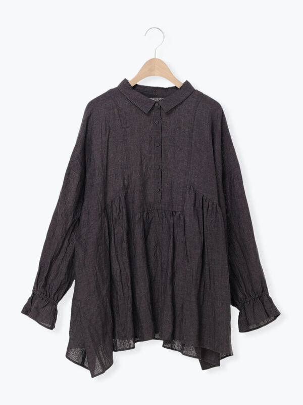 【Cross×Linen】ふんわりチュニック（チャコールグレー）｜Samansa Mos2（サマンサ モスモス）通販