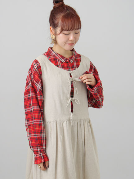 【Cross×Linen】ふんわりチュニック（チャコールグレー/レッド/ベージュ/キナリ）｜Samansa Mos2（サマンサ モスモス）通販