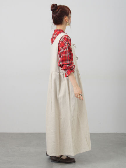 【Cross×Linen】ふんわりチュニック（チャコールグレー/レッド/ベージュ/キナリ）｜Samansa Mos2（サマンサ モスモス）通販