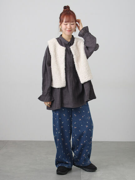 【Cross×Linen】ふんわりチュニック（チャコールグレー/レッド/ベージュ/キナリ）｜Samansa Mos2（サマンサ モスモス）通販