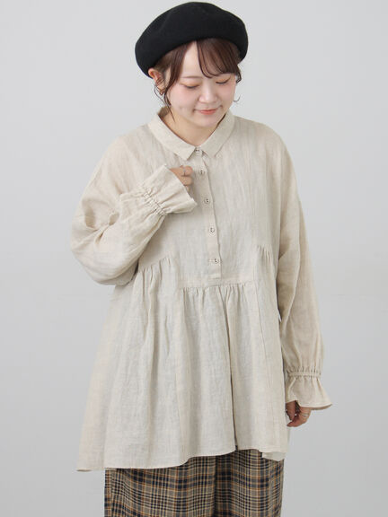 【Cross×Linen】ふんわりチュニック（チャコールグレー/レッド/ベージュ/キナリ）｜Samansa Mos2（サマンサ モスモス）通販