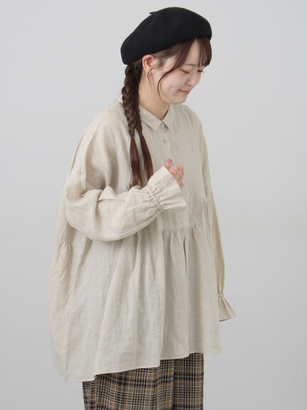 【Cross×Linen】ふんわりチュニック（チャコールグレー/レッド/ベージュ/キナリ）｜Samansa Mos2（サマンサ モスモス）通販