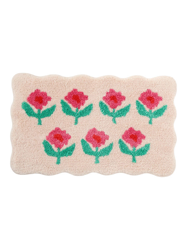 フラワースカラップラグマット（ベージュ/ブラウン/雑貨/その他雑貨