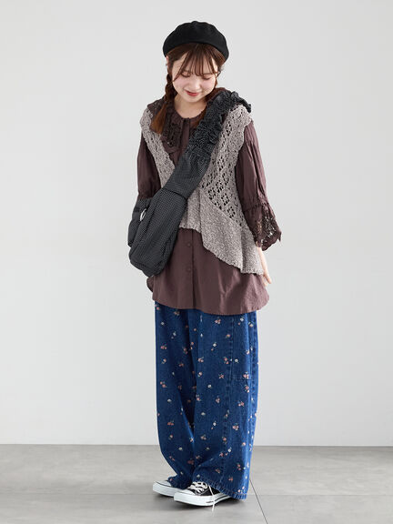 【Cross×Staff】ボトルポケ付/ハーフムーンフリルbag（オフホワイト/チャコールグレー/キャメル）｜Samansa Mos2（サマンサ モスモス）通販
