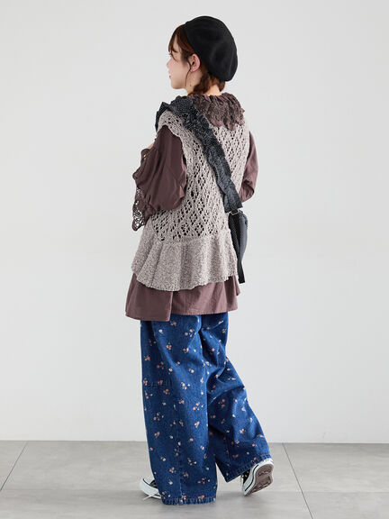 【Cross×Staff】ボトルポケ付/ハーフムーンフリルbag（オフホワイト/チャコールグレー/キャメル）｜Samansa Mos2（サマンサ モスモス）通販
