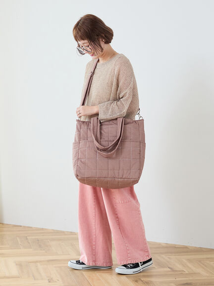 【Cross×Staff】ボトルポケ付/10ポケットトートbag（オフホワイト/チャコールグレー/キャメル）｜Samansa Mos2（サマンサ モスモス）通販