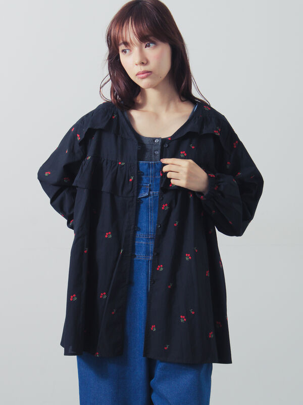 【専用】JUNYA WATANABE ネイビー刺繍チュニック XS セール】 花刺繍チュニック（ブラック/ブラウン/キナリ/トップス