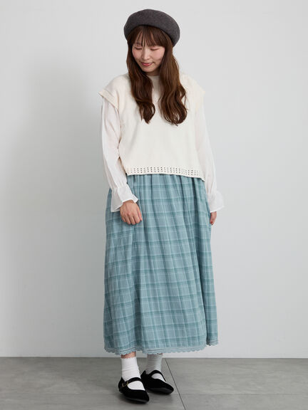 【天神店/EC限定】花刺繍ニットベスト（モカ/テラコッタ/キナリ）｜Samansa Mos2（サマンサ モスモス）通販