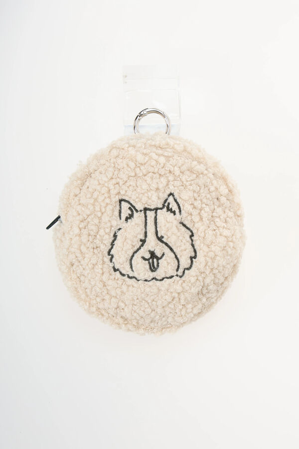 ボアアニマル刺繍ポーチチャーム（オフホワイト/ブラウン/マスタード