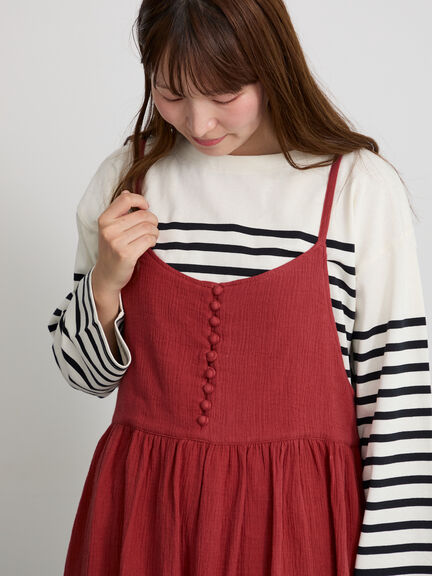【天神店/EC限定】ボタンいっぱい前後着キャミワンピース（ベージュ/ブラウン/ミント/テラコッタ）｜Samansa Mos2（サマンサ モスモス）通販