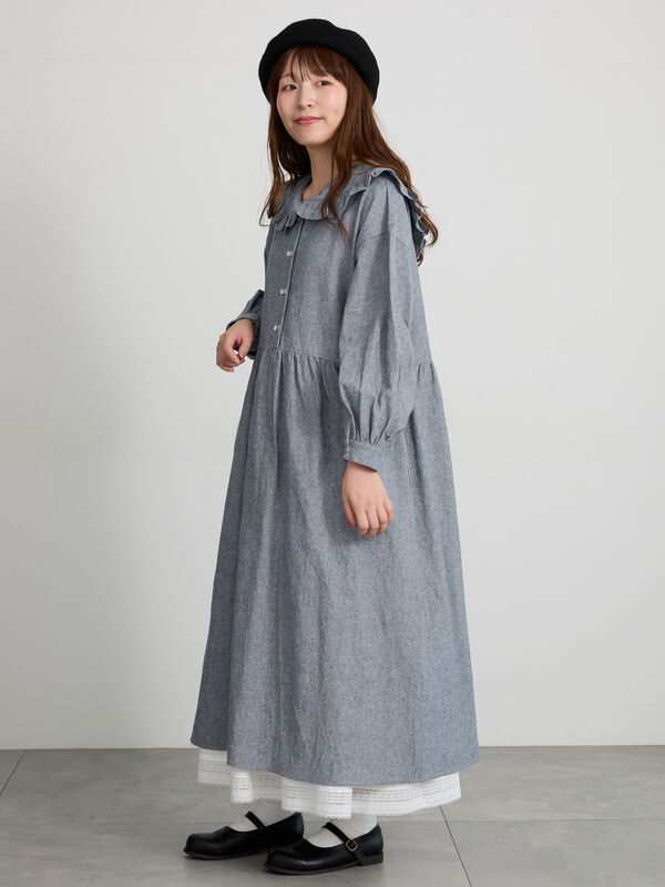 【松戸店/EC限定】BIGカラーダブル釦ワンピース（グレー/チャコールグレー/ベージュ）｜Samansa Mos2（サマンサ モスモス）通販