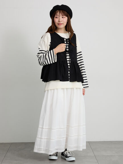 【松戸店/EC限定】レースカーテン刺繍前後着ベスト（ブラック/モカ/キナリ）｜Samansa Mos2（サマンサ モスモス）通販