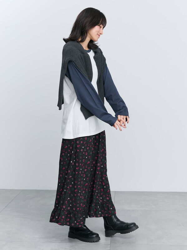 MSGM　フリルスカート　エムエスジーエム セール】 無地・柄アソート裾フリルスカート（ブラック/レッド