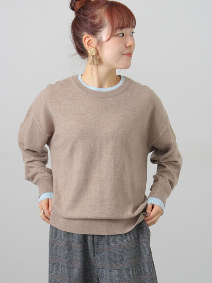 【カシミヤブレンド】配色ニット（グレー/ブラック/レッド/ベージュ/イエロー）｜Samansa Mos2（サマンサ モスモス）通販