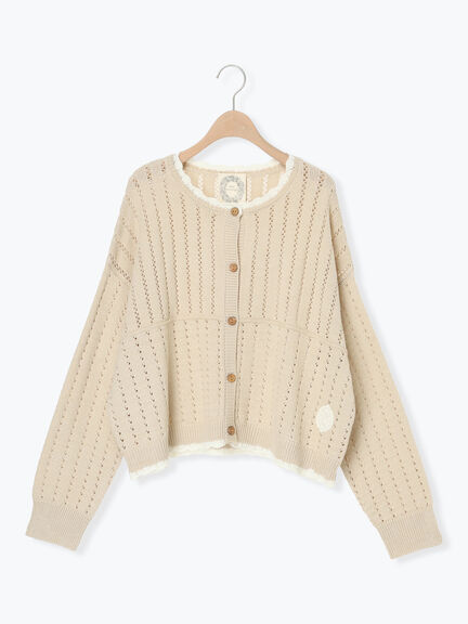 【SA刺繍】配色スカラップニットカーディガン（ブラック/モカ/キナリ）｜Samansa Mos2（サマンサ モスモス）通販