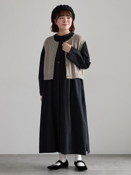 【SA刺繍】配色スカラップニットベスト（ブラック/モカ/キナリ）｜Samansa Mos2（サマンサ モスモス）通販