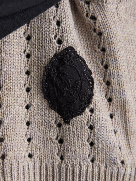 【SA刺繍】配色スカラップニットベスト（ブラック/モカ/キナリ）｜Samansa Mos2（サマンサ モスモス）通販