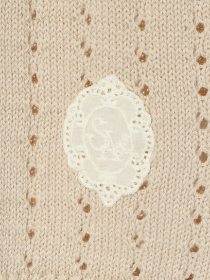 【SA刺繍】配色スカラップニットベスト（ブラック/モカ/キナリ）｜Samansa Mos2（サマンサ モスモス）通販