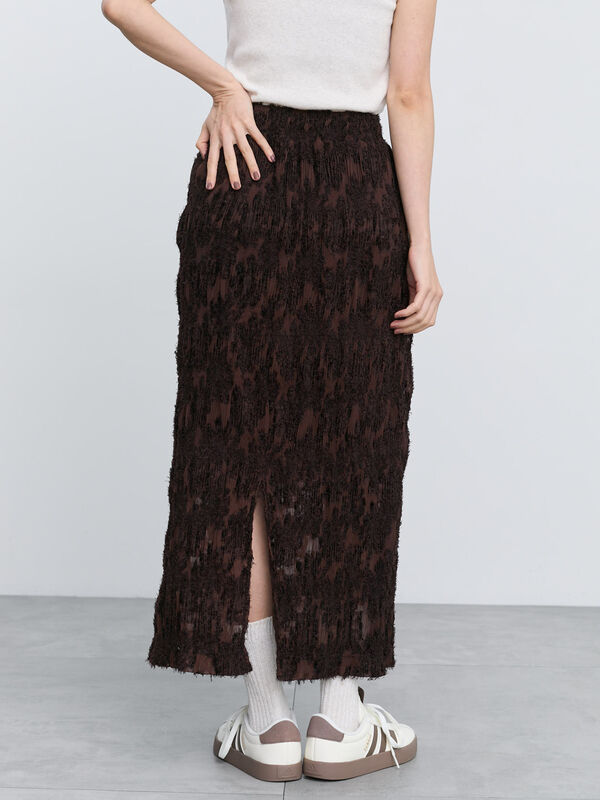 プリーツジャガードナロースカート（ブラック/ブラウン/ボトムス